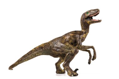 Beyaz arka planda dinozor oyuncağı, kapat