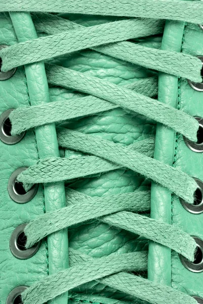 Stil Gröna Skosnören Närbild — Stockfoto