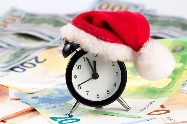 Relógio Natal Dinheiro Close — Fotografia de Stock