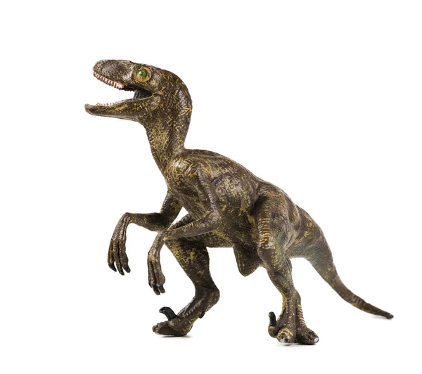 Dinosaurie Leksak Vit Bakgrund Närbild — Stockfoto