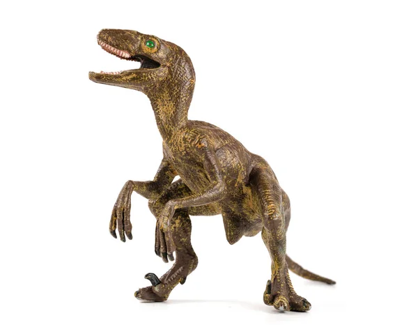 Dinosaurie Leksak Vit Bakgrund Närbild — Stockfoto