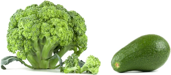 Avocado Broccoli Een Witte Achtergrond — Stockfoto