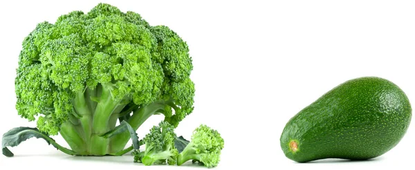 Avokádo Brokolice Bílém Pozadí — Stock fotografie