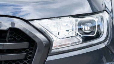 modern car headlight close-up