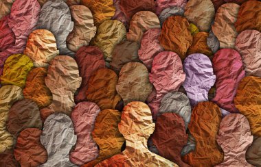  Çeşitli etnik çeşitlilikteki çok kültürlü insanların silueti.