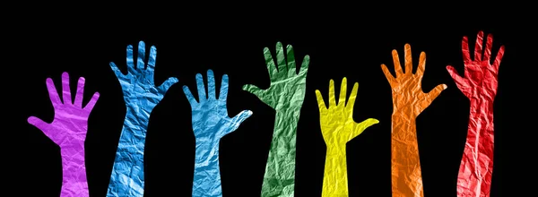 Lgbt Multiraciale Handen Omhoog Silhouet Verschillende Culturen Internationale Samenleving Concept — Stockfoto