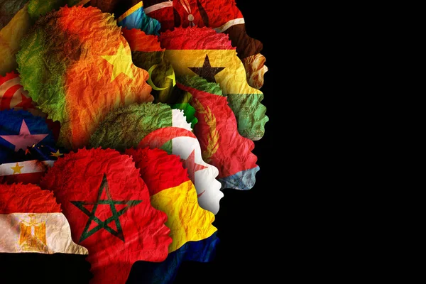 Διαφορετικοί Πολιτισμοί Στην Αφρικανική Κοινωνία Διαφορετική Ομάδα Πολυπολιτισμικής Γυναικείας Σιλουέτας — Φωτογραφία Αρχείου
