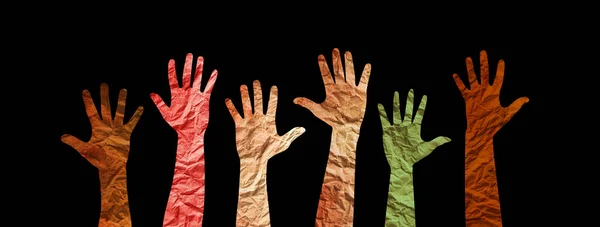 Unterschiedliche Kulturen Internationalen Gesellschaftskonzept Vielfältige Gruppe Multiethnischer Multikultureller Hände Silhouette — Stockfoto