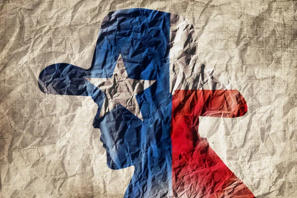 Силуэт Ковбоя Техасским Флагом Морщинистом Бумажном Фоне — стоковое фото