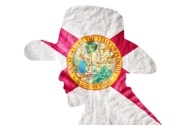 Cowboy Sziluett Floridai Zászló Ráncos Papír Háttér — Stock Fotó