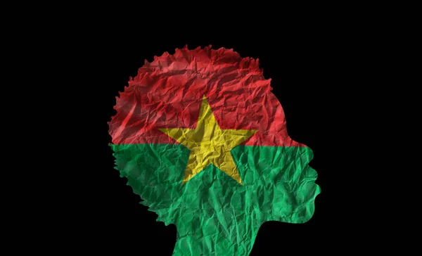 Силуэт Африканской Женщины Флагом Буркина Фасо — стоковое фото