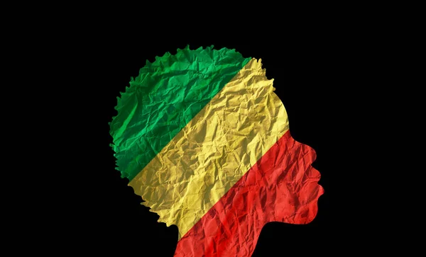 Силуэт Африканской Женщины Национальным Флагом Республики Конго — стоковое фото