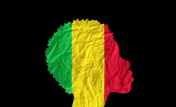 Африканский Женский Силуэт Национальным Флагом Мали — стоковое фото