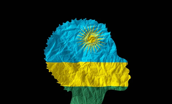 Afrikansk Kvinna Siluett Med Rwanda National Flagga — Stockfoto