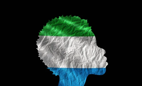 African Woman Silhouette Sierra Leone National Flag — Stock Photo, Image