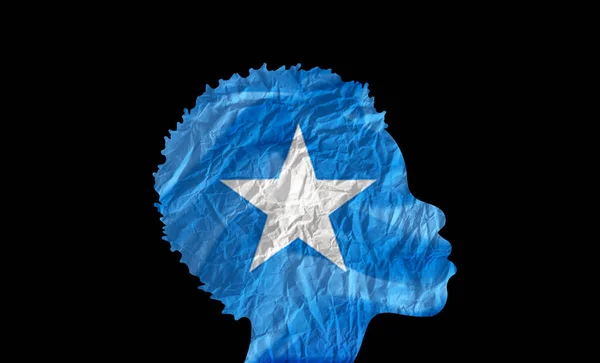 African Woman Silhouette Somalia National Flag — Stock Photo, Image