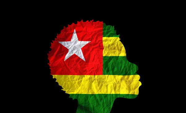 Αφρικανική Σιλουέτα Την Εθνική Σημαία Του Τόγκο — Φωτογραφία Αρχείου