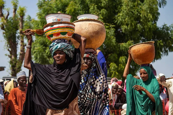 Tribos Africanas Nigéria Estado Borno Maiduguri Membros Femininos Tribo Fulani — Fotografia de Stock