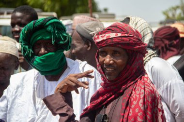Afrika kabileleri, Nijerya, Borno Devleti, Maiduguri şehri. Geleneksel olarak renkli giyinen Fulani kabilesi üyesi.