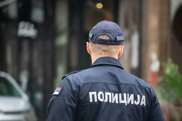Antybuntownicze Siły Specjalne Serbskiej Policji Zabezpieczające Cywilne Zgromadzenie Pokojowe Przeciwko — Zdjęcie stockowe