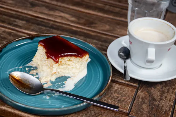 stock image Tres leches cake is a moist, creamy Latin American dessert made with sponge cake soaked in three types of milk and topped with whipped cream