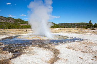Yellowstone Ulusal Parkı 'ndaki kara kum gayzer havzası, ABD