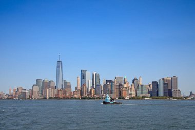 New York skyline as seen from the harbor and Hudson river