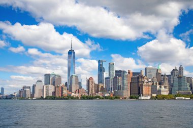 New York skyline as seen from the harbor and Hudson river
