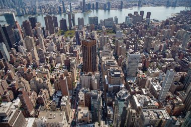 New York skyline as seen from the harbor and Hudson river