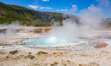 Yellowstone Ulusal Parkı 'ndaki kara kum gayzer havzası, ABD