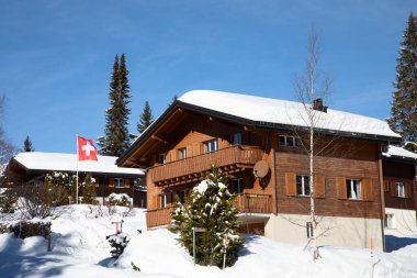 İsviçre Alplerinde kış, İsviçre 'nin St. Gallen kantonu yakınlarındaki Arvenbuel köyü.