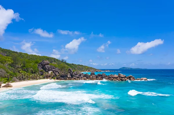 Słynna Plaża Grand Anse Wyspie Digue Seszele — Zdjęcie stockowe