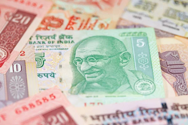 Zbieranie Banknotów Indyjskich — Zdjęcie stockowe
