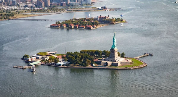 Statua Della Libertà Isola Della Libertà Porto New York Sul — Foto Stock