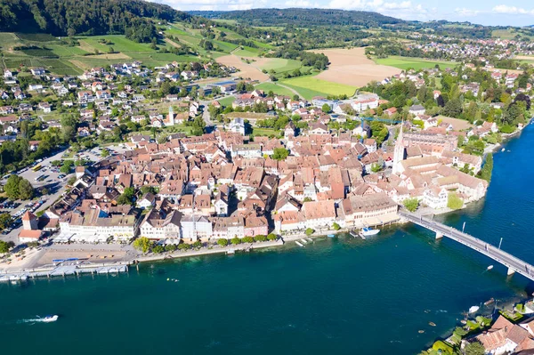 Αεροφωτογραφία Της Μεσαιωνικής Πόλης Stein Rhein Κοντά Στο Shaffhausen Ελβετία — Φωτογραφία Αρχείου