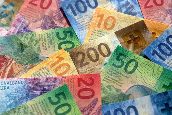 Colorful Variety Switzerland Banknotes — Stock Photo, Image