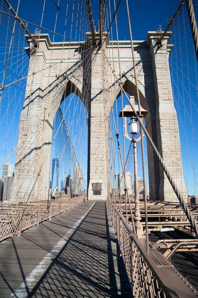 Brooklyn Bridge Connecting Brooklyn Island Financial District Manhattan New York — Stock Photo, Image