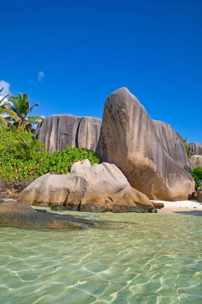 Famosa Playa Anse Source Argent Isla Digue Seychelles —  Fotos de Stock