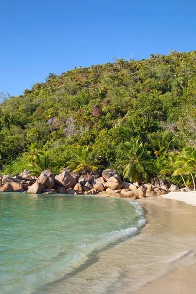 Famous Petite Anse Kerlan Beach Praslin Island Seychelles — Stock Photo, Image