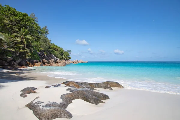 Beroemd Anse Georgette Strand Het Eiland Praslin Seychellen — Stockfoto