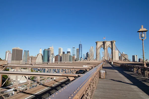 Brooklyn Bridge Connecting Brooklyn Island Financial District Manhattan New York — Foto de Stock