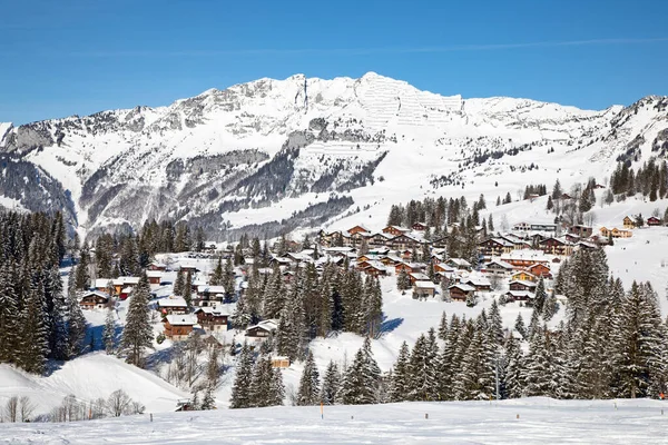 Inverno Nos Alpes Suíços Aldeia Arvenbuel Perto Cantão Amden Gallen — Fotografia de Stock