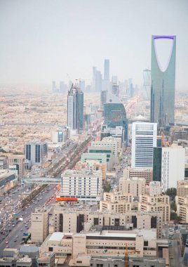 RIYADH - 29 Şubat 2016 Riyad, Suudi Arabistan 'da Riyad şehir merkezindeki hava görüntüsü. 