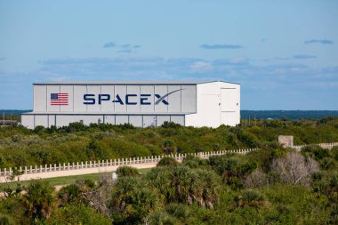 Kennedy Uzay Merkezi, Florida, Usa - 2 Aralık 2019: Kennedy Uzay Merkezi 'ndeki Nasa Fırlatma alanı Lc-39a. Lc-39a, Spacex tarafından Falcon 9 ve Falcon Heavy fırlatmaları için kullanılır.