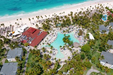 Aerial view of the famous Bavaro beach near Punta Cana, Dominican republic