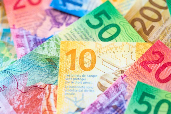 Kolekcja Nowych Szwajcarskich Banknotów Wyemitowanych Latach 2017 2020 — Zdjęcie stockowe