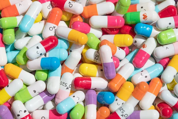 Collection of the colorful capsules with medicines