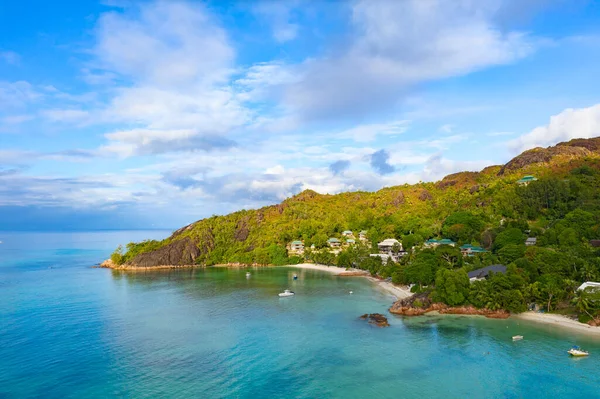 Famosa Spiaggia Anse Volbert Costa Oro Sull Isola Praslin Seychelles — Foto Stock
