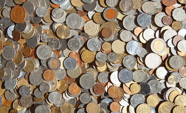 Collection Old Circulated Coins Various Countries Continents — Stock Photo, Image