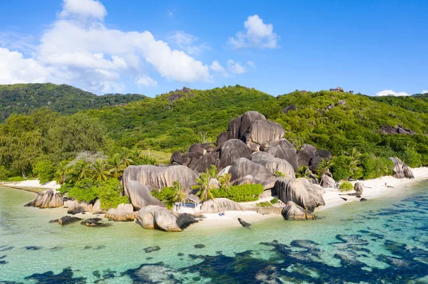 Пляж Fanse Source Argent Острове Дигу Сейшельские Острова — стоковое фото